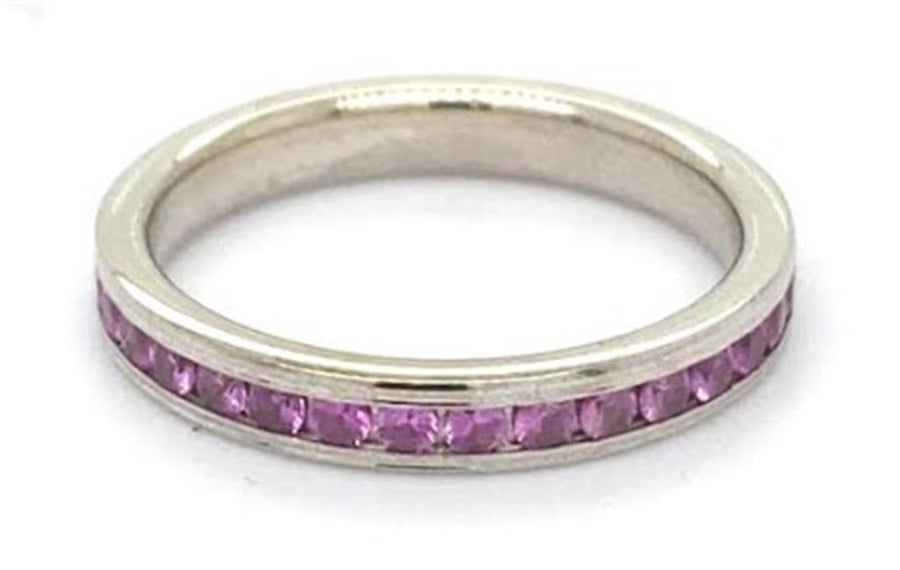White 14 Karat Benchmark 3Mm Channel Set Eternity Band Estate Jewelry