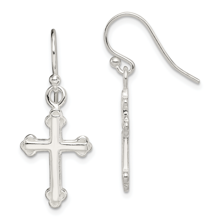 Lady's Sterling Silver Cross Dangle Earrings Earrings