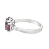 14 Karat White Three Stone Sapphire And Ruby Ring Estate Jewelry Size