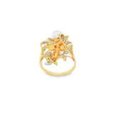 Pear And Diamond Flower Ring
