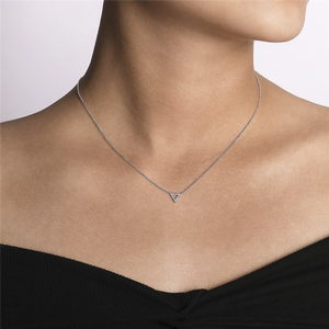 Gabriel & Co. Fashion Open 14K White Gold Diamond Pave Triangle Pendant Necklace