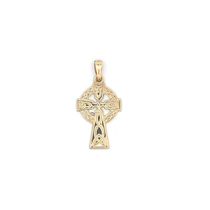 Yellow 14 Karat Engraved Celtic Cross Estate Jewelry Gram Weight: 0.89