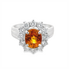 Estate Orange Sapphire Halo Diamond Ring