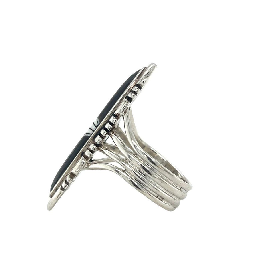 Silver Vintage Elongated Oval Ring