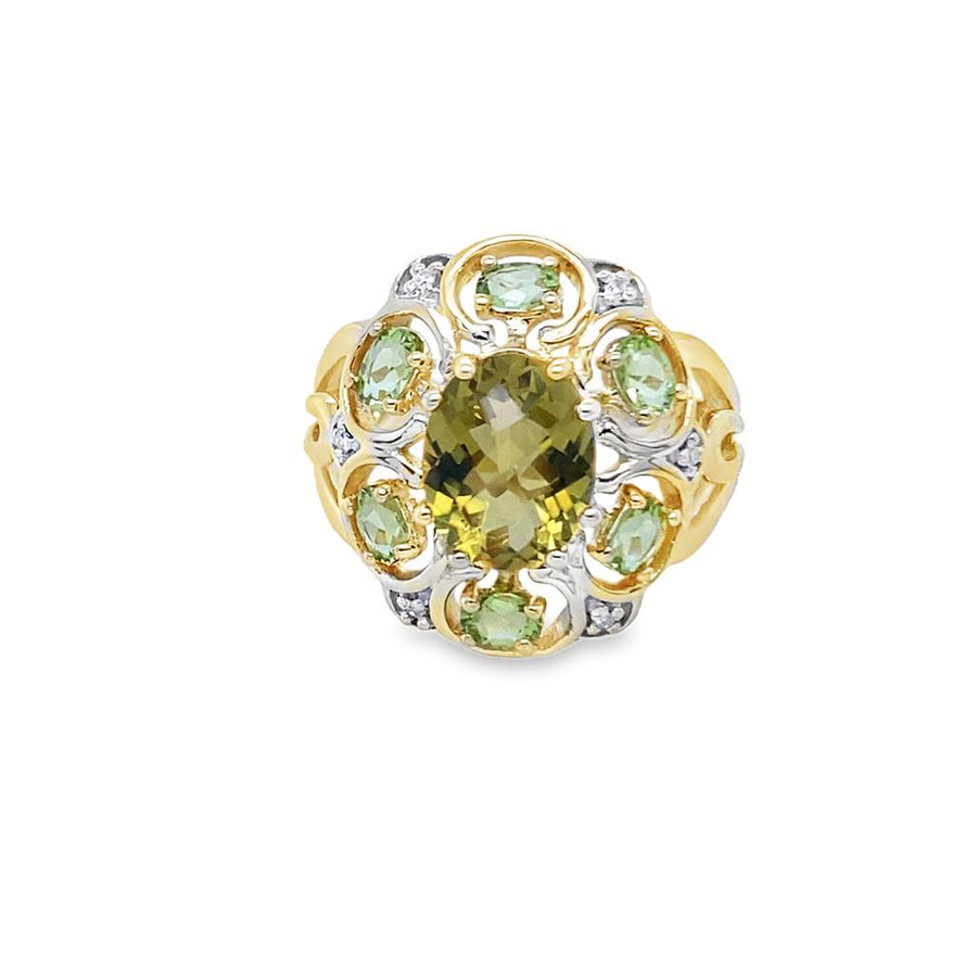 Estate Citrine and Diamond Ring