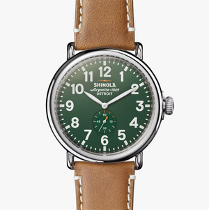 The Runwell Watch with Green Face and Largo Tan Leather Strap