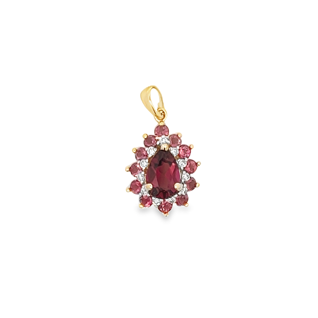 Estate Pear Shaped Pink Tourmaline and Diamond Pendant