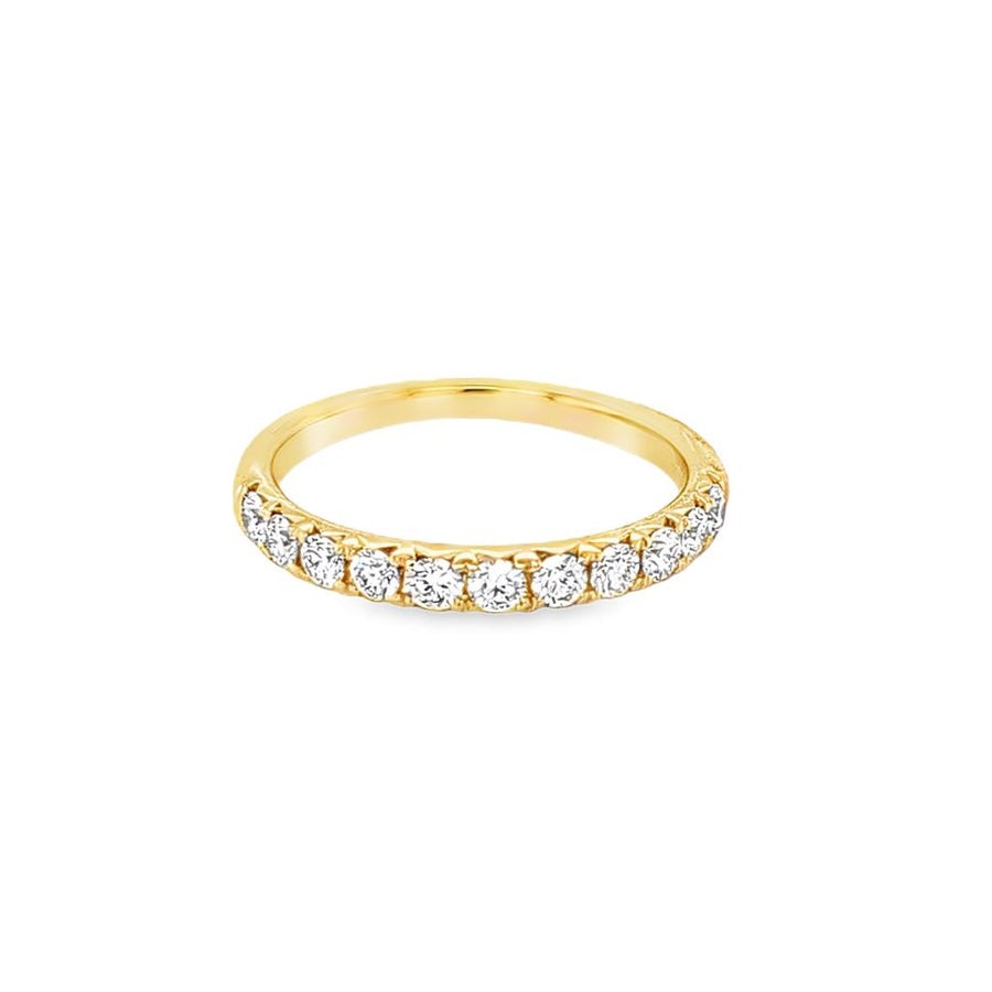 Lady's Yellow 14 Karat Polished/Milgrain Asymmetrical Prong-Set Weddin