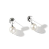 John Hardy Classic Chain Hammered Silver Earrings with 9-9.5mm Fresh Water Pearl