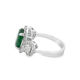 Estate Oval Emerald & Oval Diamond Halo Ring