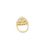 Yellow 14 Karat Channel and Prong Set Diamond Cluster Ring