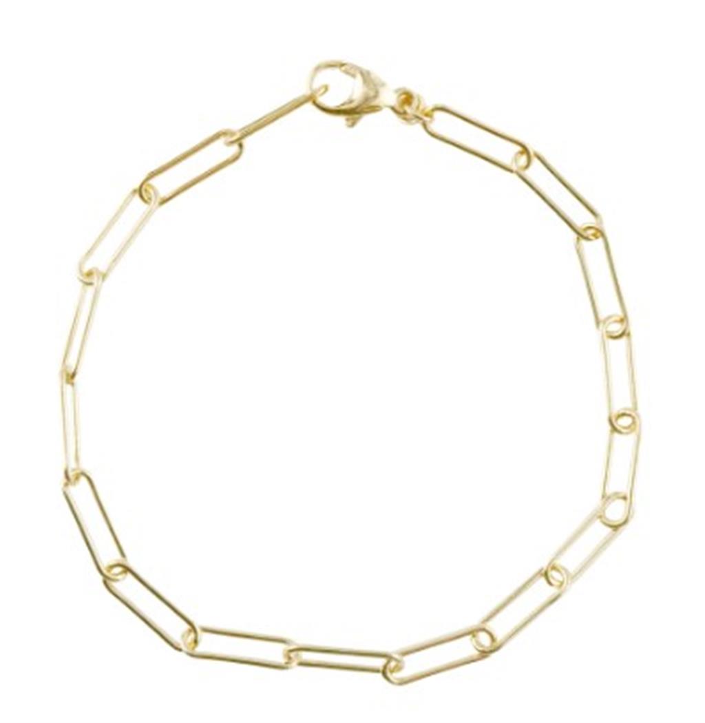 Sterling Silver Gold Plated Paperclip Bracelet Bracelet Length 7