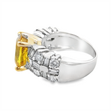 Estate Two-Tone Oval Yellow Sapphire Ring