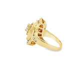 Yellow 14 Karat Channel and Prong Set Diamond Cluster Ring