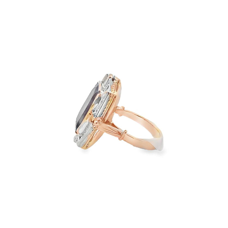 Pink Tourmaline with Diamond Halo Ring