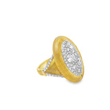 18 Karat Yellow Sloane Street Oval Pave Diamond Ring Estate Jewelry Si