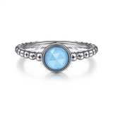 Gabriel & Co. Fashion 925 Sterling Silver Rock Crystal and Turquoise Bujukan Ring