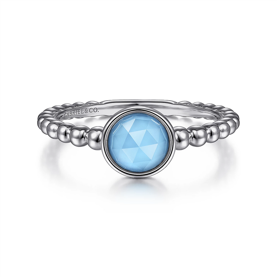 Gabriel & Co. Fashion 925 Sterling Silver Rock Crystal and Turquoise Bujukan Ring