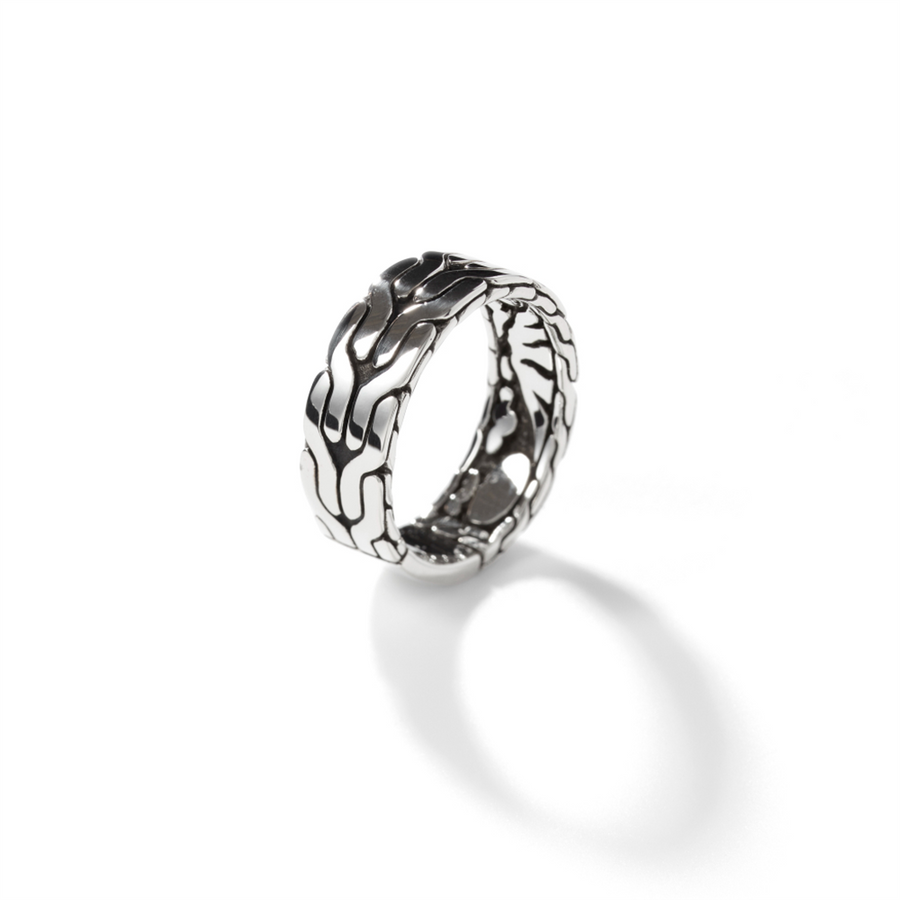 John Hardy Classic Chain Silver Band Ring 8mm