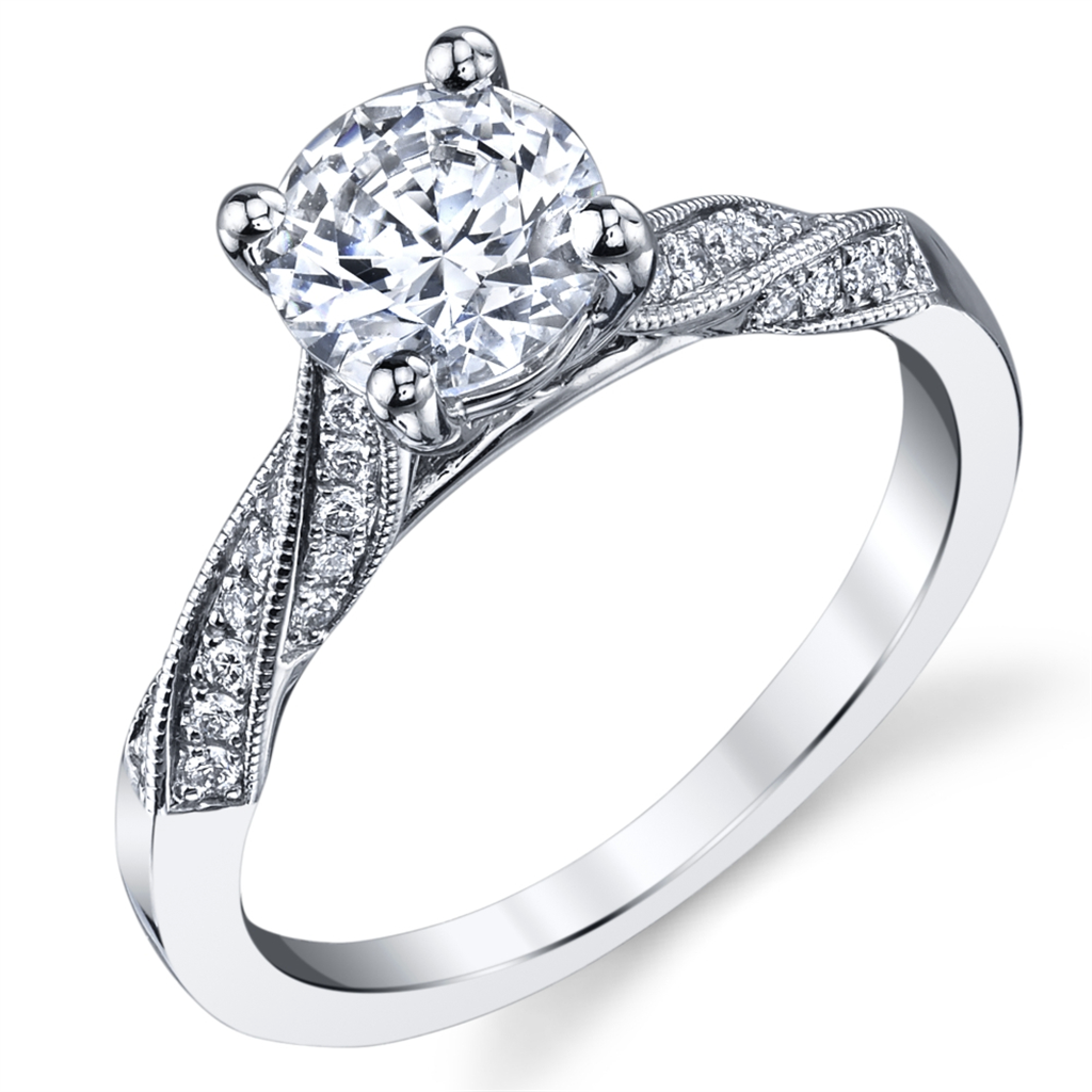 Coast Diamond 14 Karat White Gold Contemporary Diamond Twist Engagement Ring