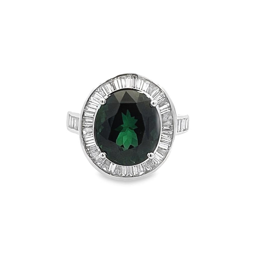 Estate Green Tourmaline and Diamond Fashion Ring