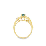 Yellow 14 Karat Emerald Diamond Accent Ring Estate Jewelry Size 7 one