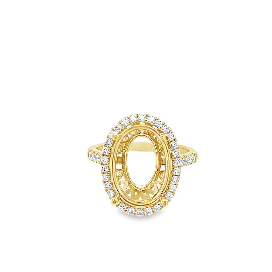 Lady's Yellow 18 Karat Halo Ring Size 6.25 40 = 0.48tw Round G/H VS2/S