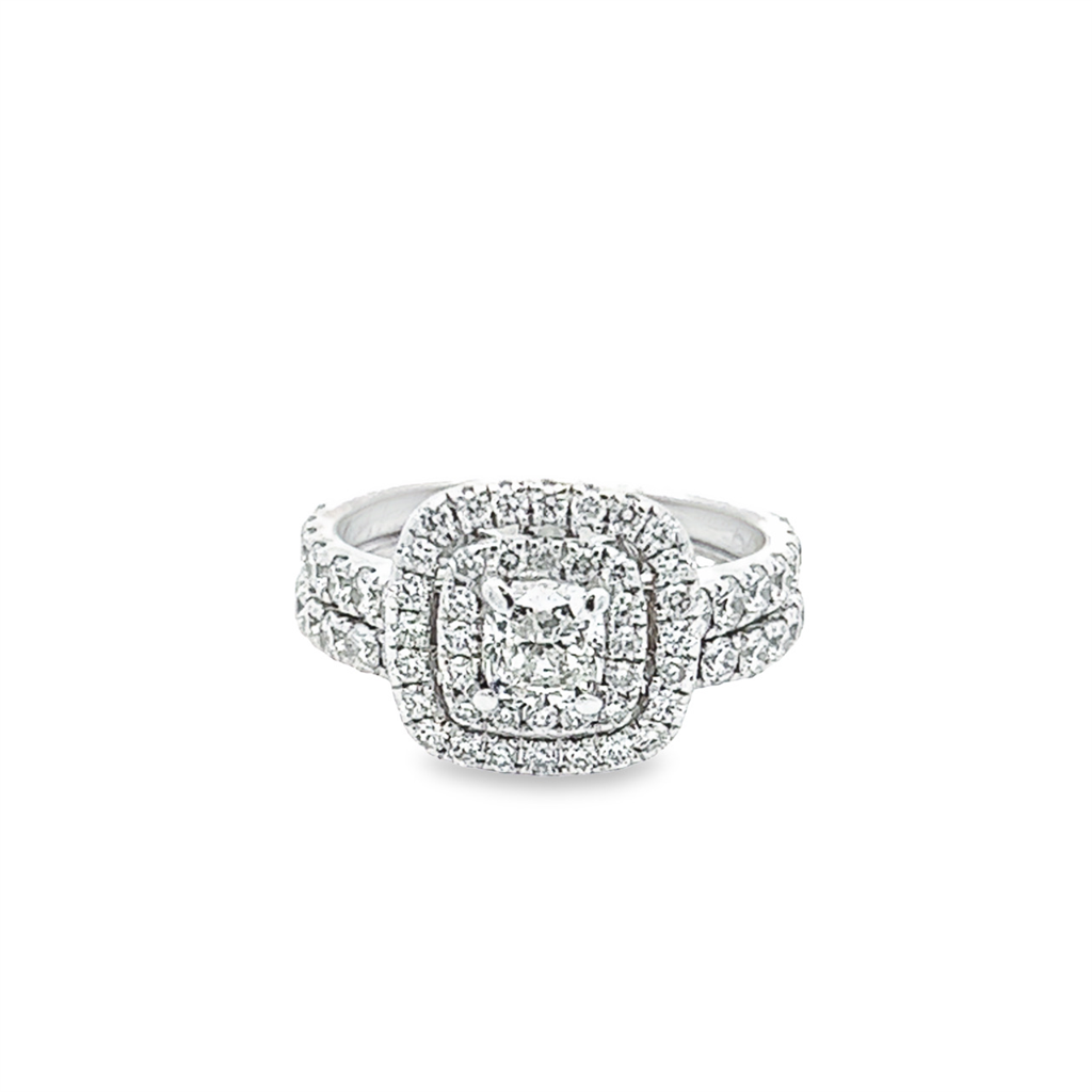 Estate Cushion Double Halo Engagement Ring