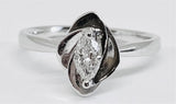 Lady's White 14 Karat Floral Engagement Ring With One 0.30Ct Marquise