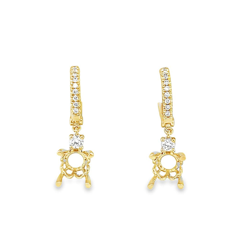 Lady's Yellow 14 Karat Accented Drop Leverback Mounting Earrings 20 =
