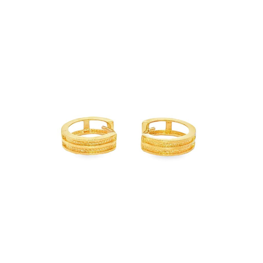 Yellow 18 Karat Hammered/Polished 3.8X12mm Huggie Hoop Earrings Estate