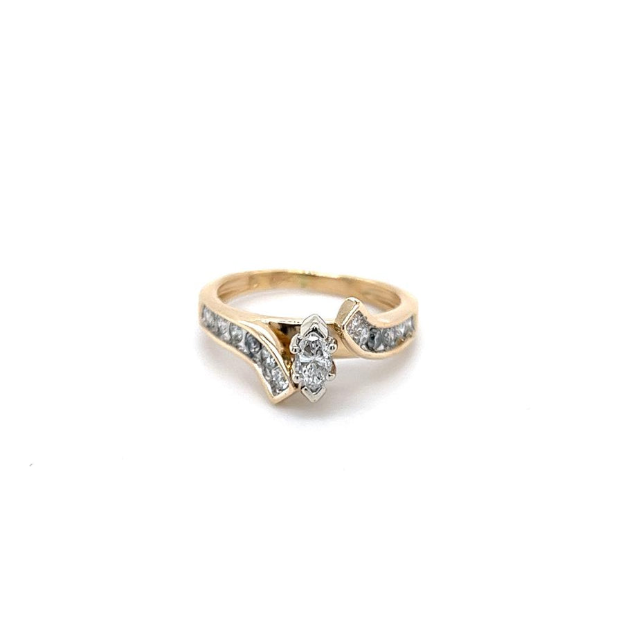 Yellow 14 Karat Bypass Marquise Ring
