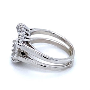 Estate Ladies Diamond Ring Guard Tapered Baguette-cut Diamonds 14KT White Gold