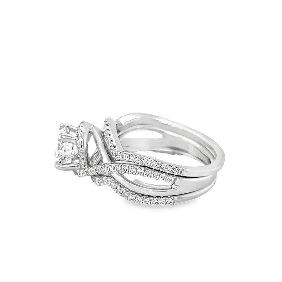 White 14 Karat Gabriel & Co. 3 Ring Wedding Set