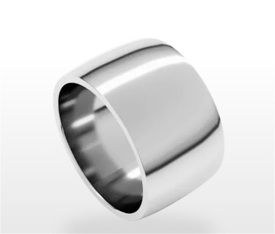 White 14 Karat 12mm Wide Band Estate Jewelry Size 7.5 Gram Weight: 11.