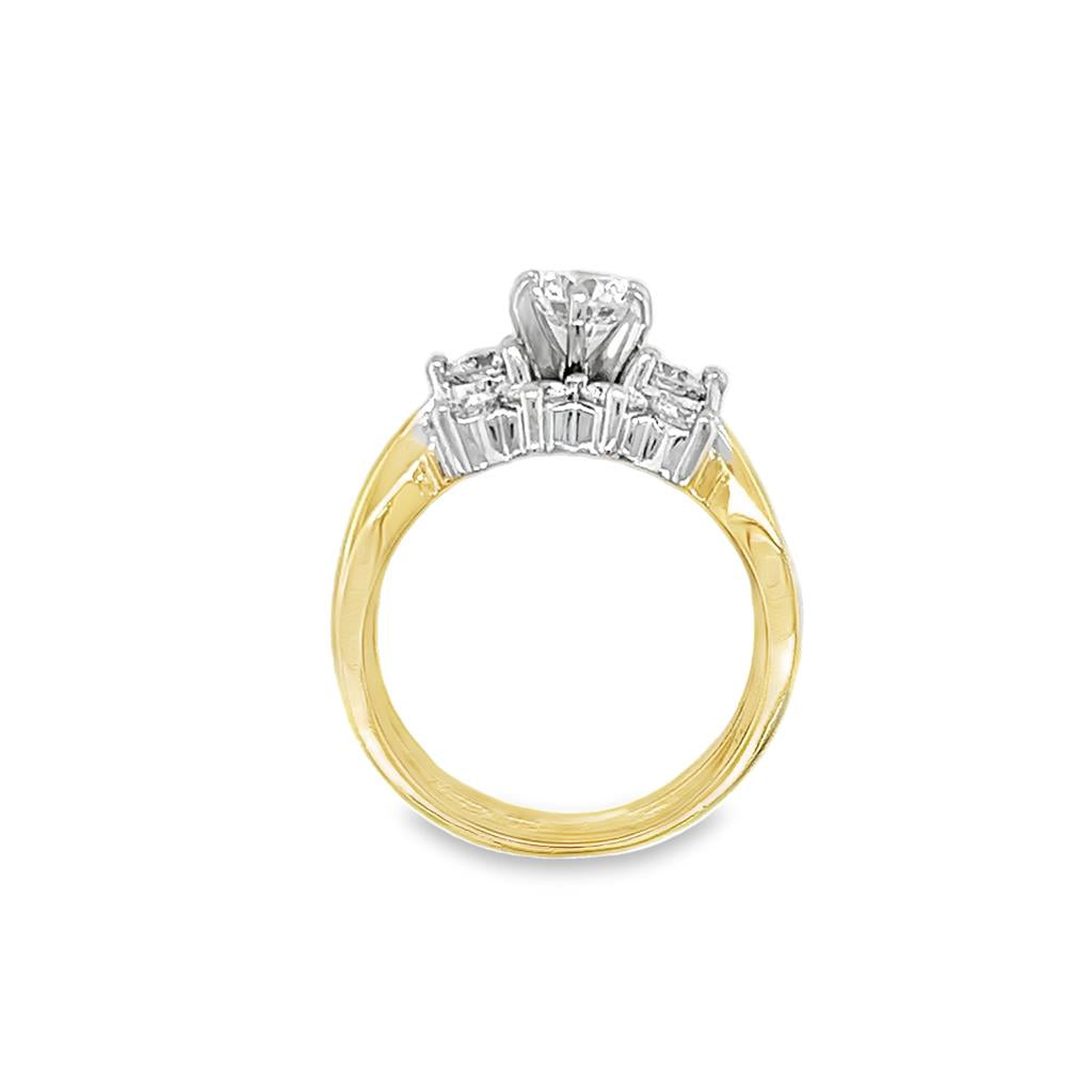 Estate Two-Tone 14 Karat Soldered 3 Ring Diamond Wedding Set