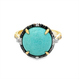 Estate Turquoise Black & White Diamond Ring