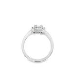 Lady's White 18 Karat Emerald Cluster Diamond Engagement Ring