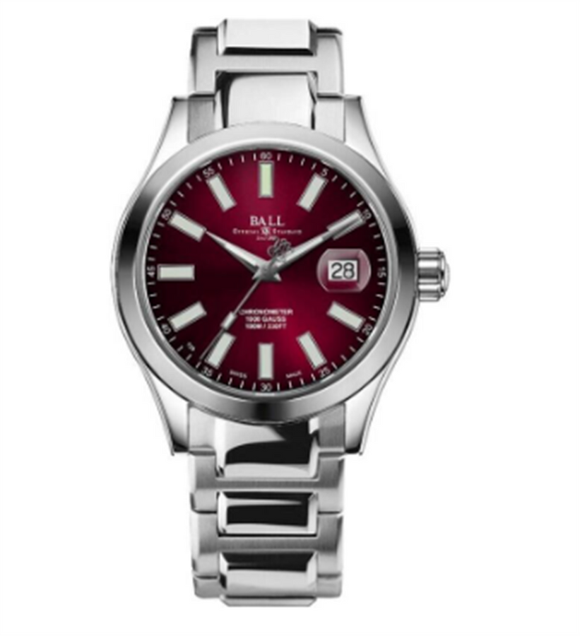 White Stainless Steel 40mm Engineer III Marvelight Watch with Burgundy