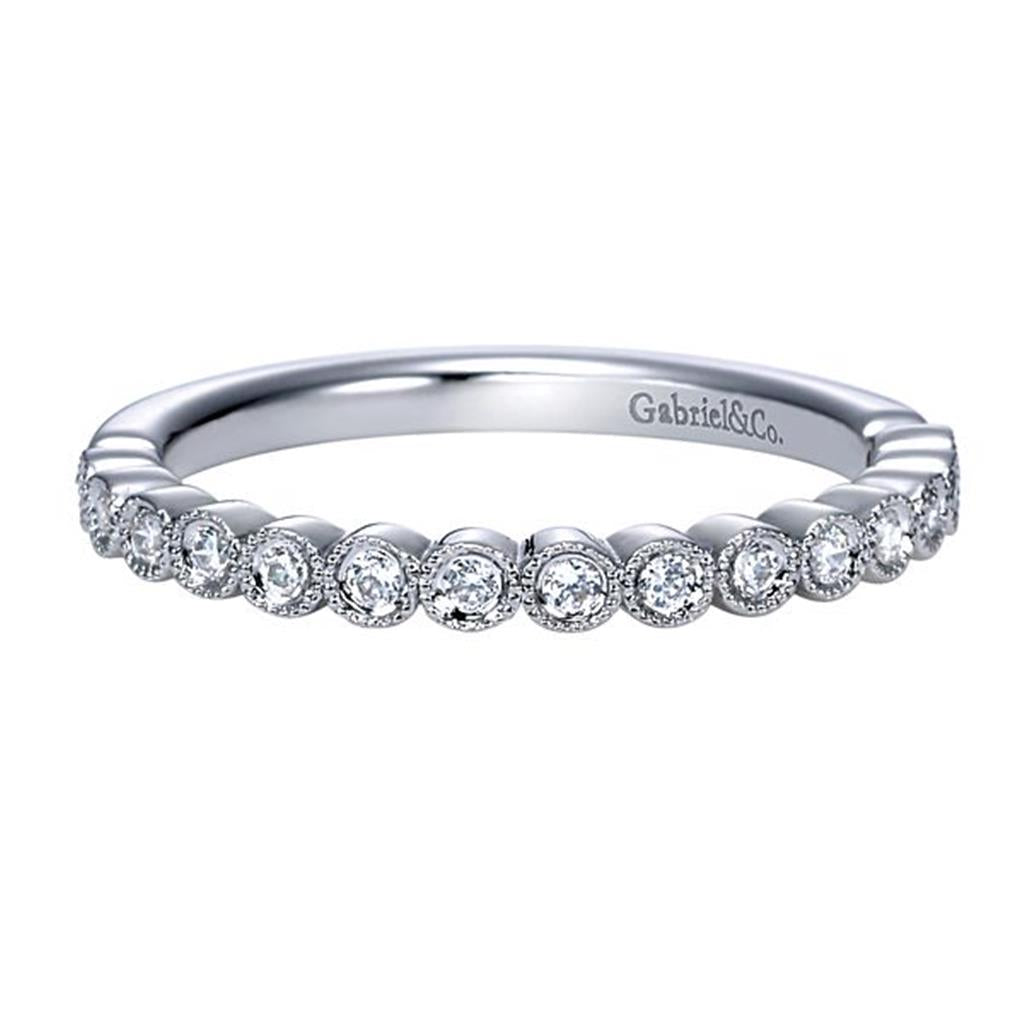 Gabriel & Co Lady's Milgrain Bezel Set Diamond Wedding Band