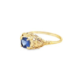 Yellow 14 Karat Tanzanite Solitaire Ring Estate Jewelry Size 6 one 4.80x4.80mm Round Tanzanite Gram Weight: 1.83