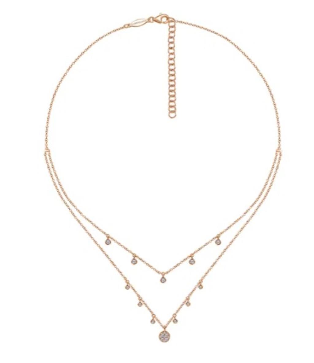 Lady's Rosé 14 Karat Layered Lusso Necklace Length 17.5 With 21 = 0.22