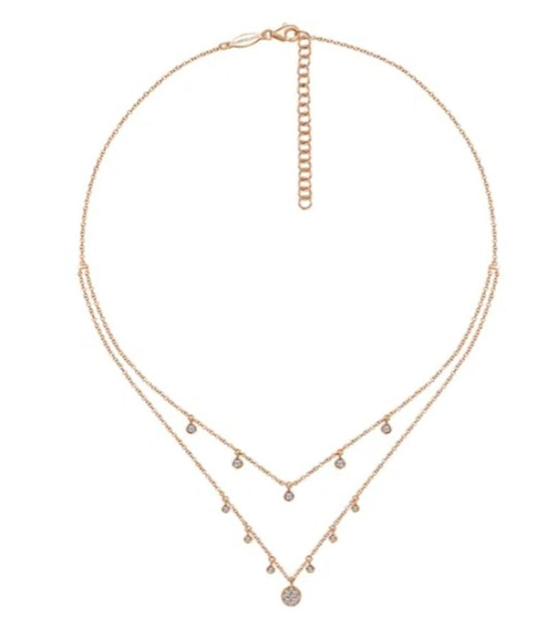 Lady's Rosé 14 Karat Layered Lusso Necklace Length 17.5 With 21 = 0.22