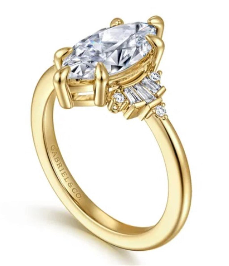 Lady's Yellow 14 Karat Art Deco 6 Prong Ring Size 6.5 12 = 0.25tw Vari