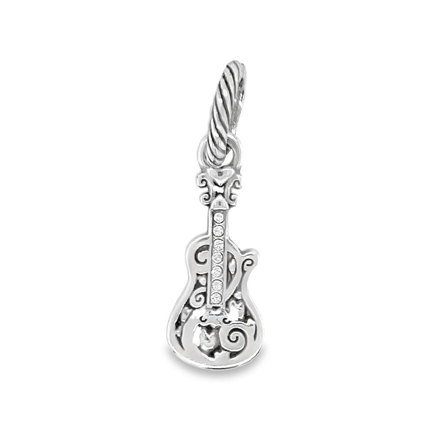 Silver Brighton Electric Guitar Charm Estate Jewelry 14=1.00x1.00mm Round Cubic Zirconiums Gram Weight: 3.02