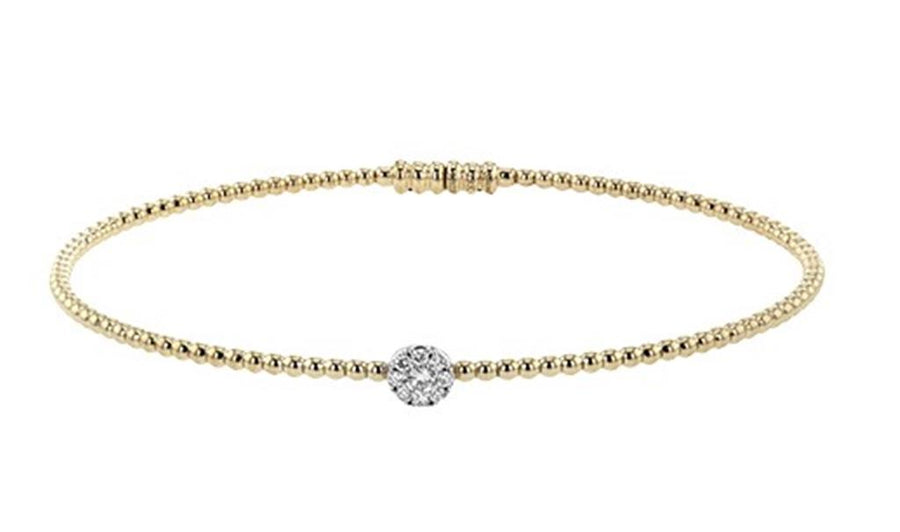 Simon G. Two-Tone Beaded Circle Diamond Cluster Bangle Bracelet