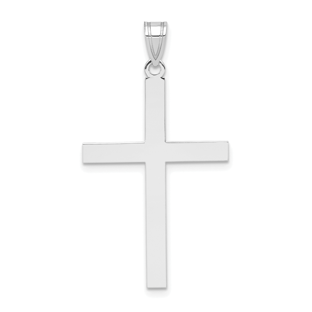 14k White Gold Engravable Cross Charm