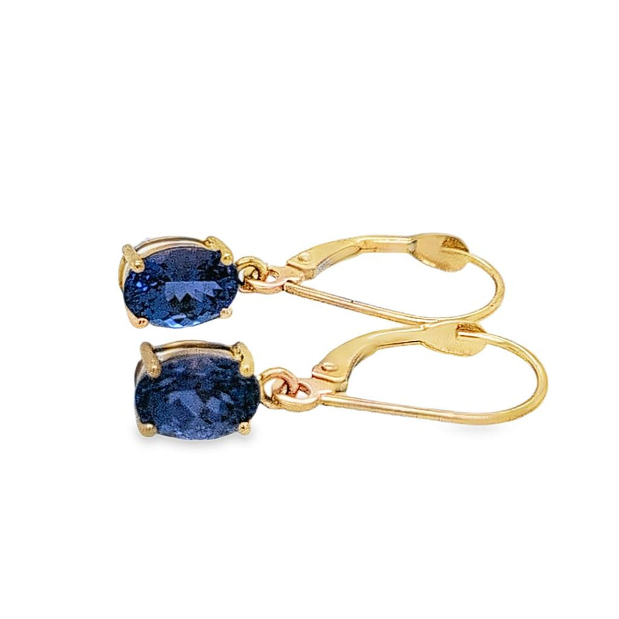 Lady's Yellow 14 Karat 4 Prong Basket Dangle Leverback Earrings 2 = 1.