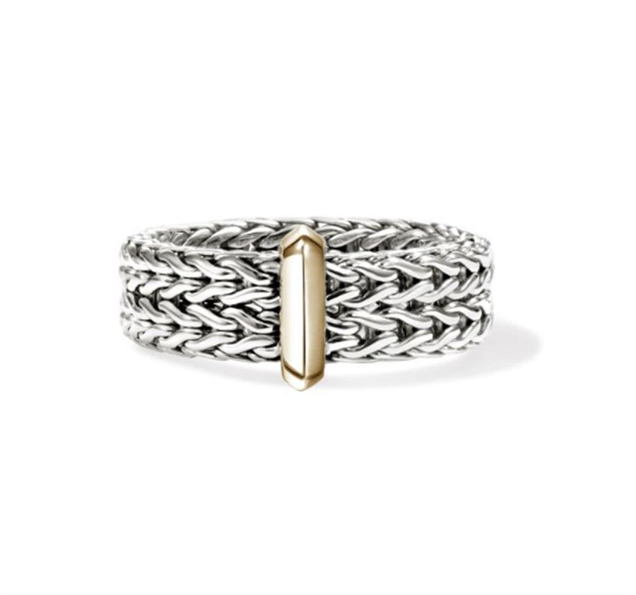 John Hardy Two-Tone Icon Link Bar Ring