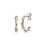Lady's Two-Tone Sterling Silver/14 Karat Beaded Hoop Earrings Earrings